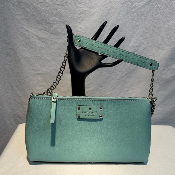 kate spade Handbags - Kate Spade Light Blue Wristlet with Chain Strap